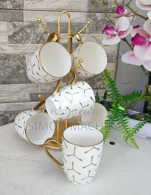 6pc Gold Ceramic Mugs