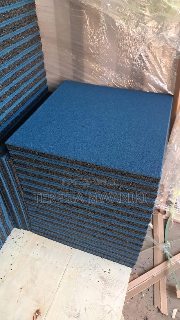 Blue Gym Rubber Flooring - main view
