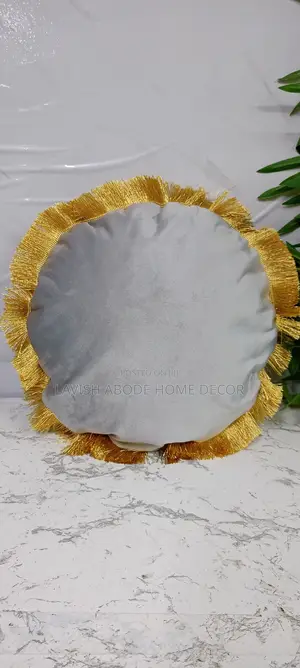 Stylish Circular Gray Throw Pillow With Cover