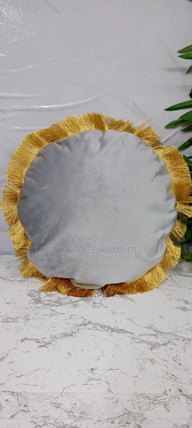 Stylish Circular Gray Throw Pillow With Cover