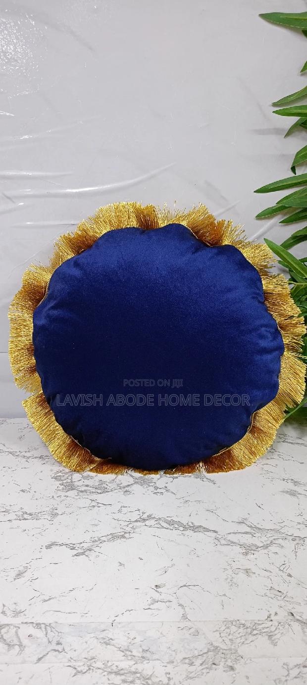 Stylish Circular Navy Blue Cover With Tassels