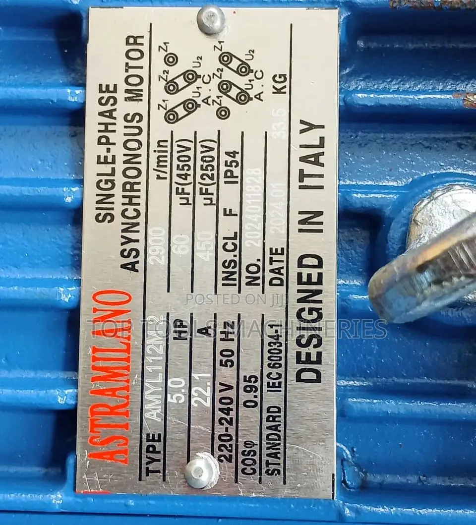 5.0 Hp Astramilano Single Phase Motor