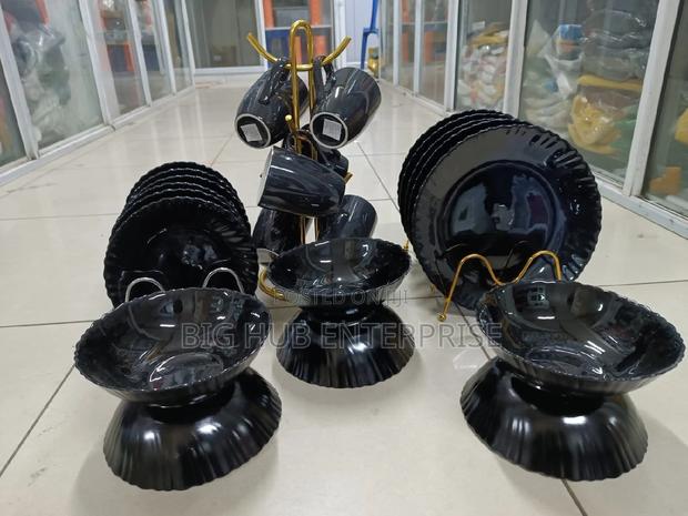 24pcs Ceramic Dinner Set Black* - main view