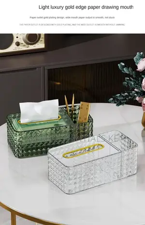 Luxury Nordic Tissue Serviette Holder Green, Gold,Clear