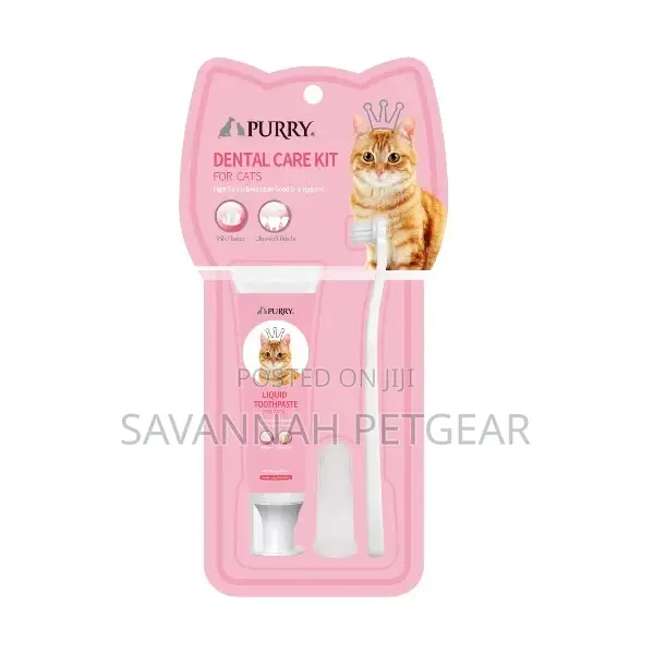 Purry Milk Flavored Cat Toothpaste Toothbrush Set,No Rinse