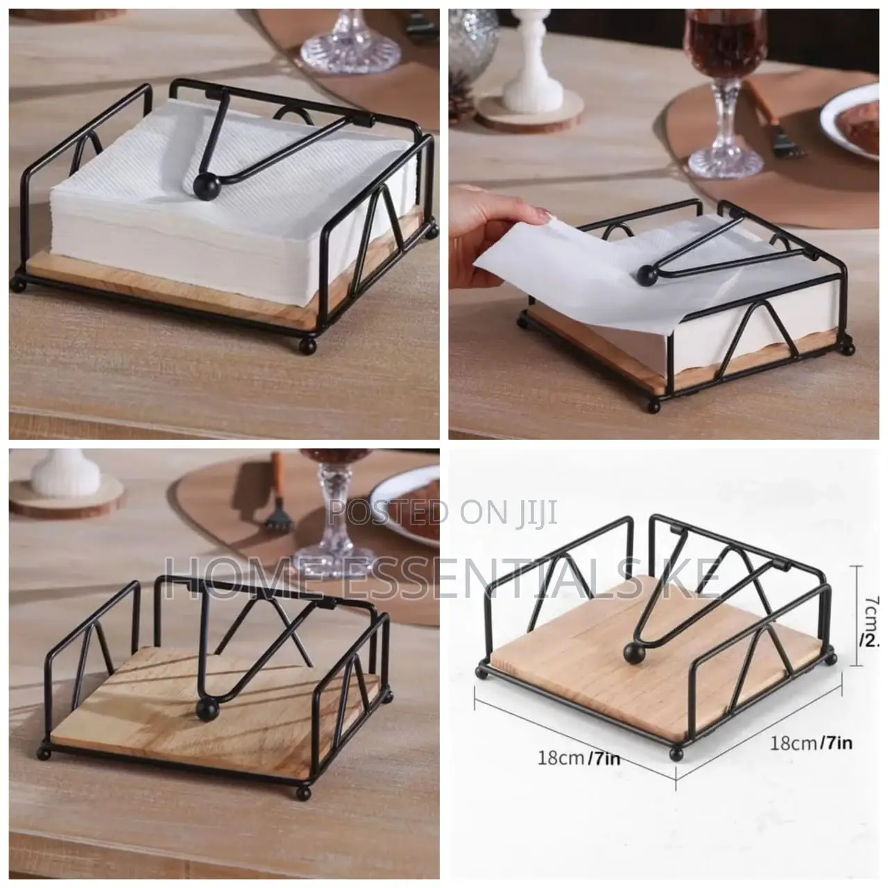 *Luxury Metallic Serviette Holder,With Bamboo Place On