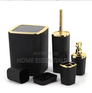 *6 in 1 Bathroom Accessories Set With Gold Ring