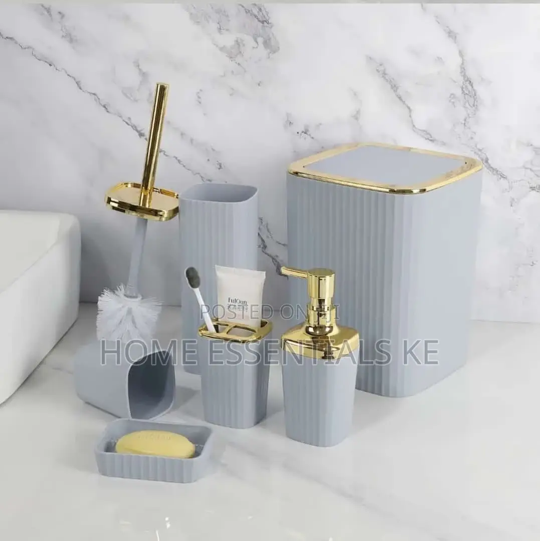 *6 in 1 Bathroom Accessories Set With Gold Ring