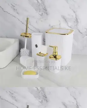 *6 in 1 Bathroom Accessories Set With Gold Ring