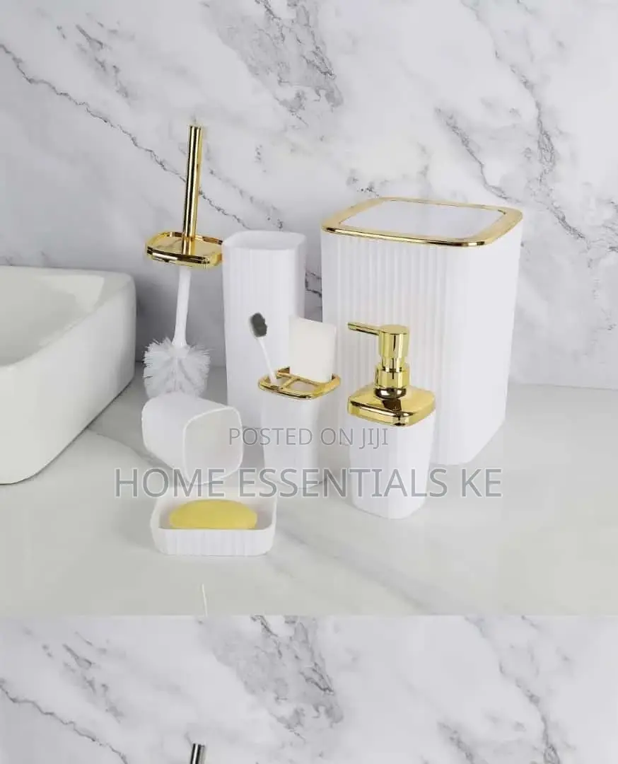 *6 in 1 Bathroom Accessories Set With Gold Ring