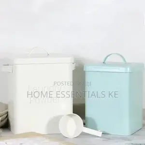 *Laundry Powder Tin* White and Blue*