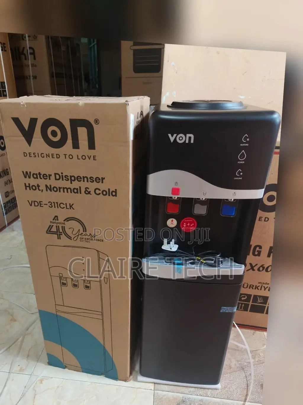 VDE-311CLK Von 3 Taps Black Water Dispenser With Child Lock