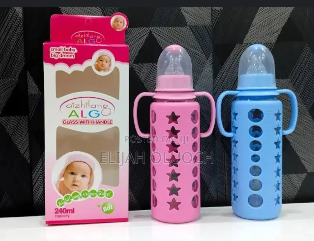 Baby Glass Feeder Bottle With Hand and Silicon Cover