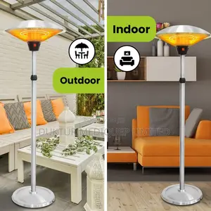 Standing Electric Patio Heater, Stainless Steel, Silver