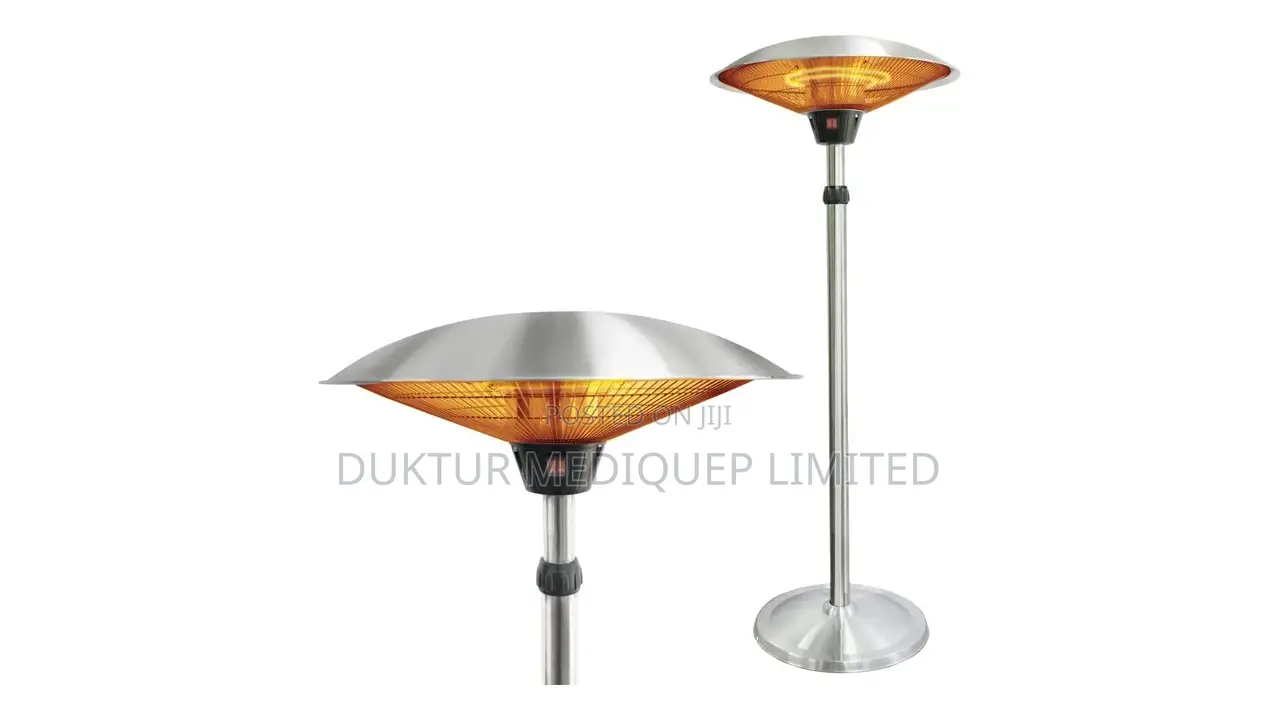Standing Electric Patio Heater, Stainless Steel, Silver