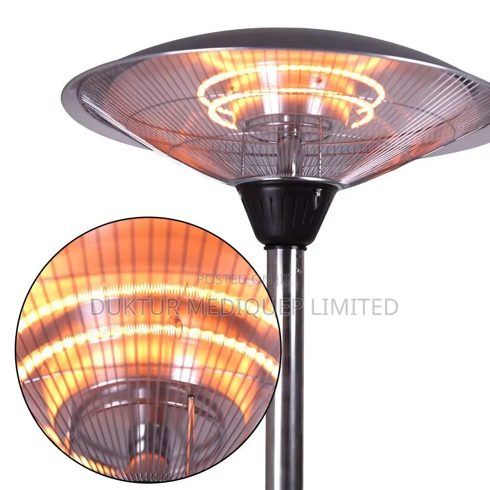 Standing Electric Patio Heater, Stainless Steel, Silver