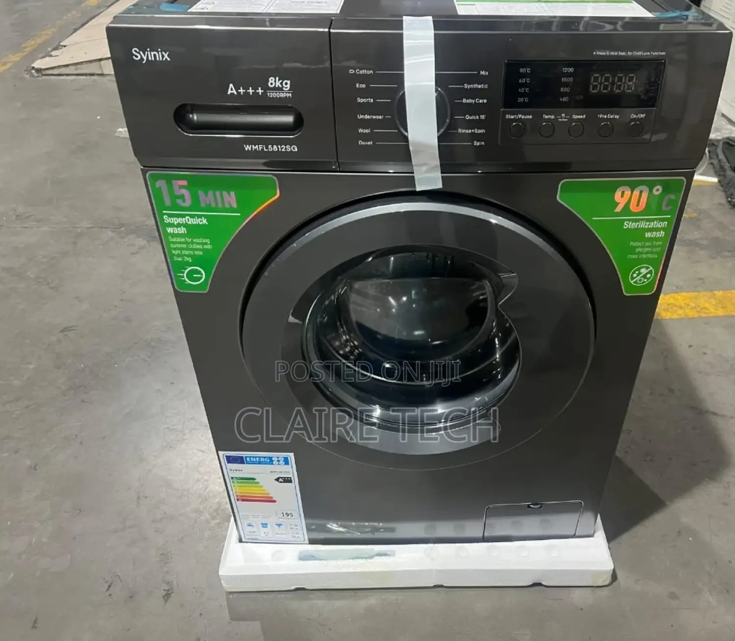 Syinix Front Load Washing Machine 8kgs With Steam Wash