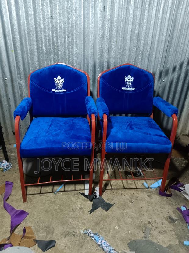 Church Chairs With Armrest, Logo Blue in Colour