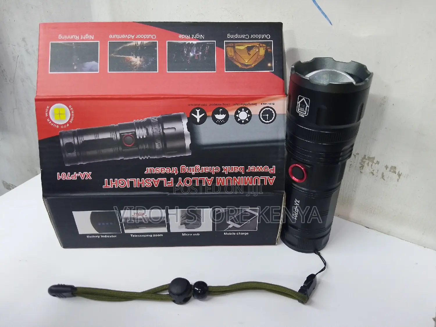 P70 Aluminum Alloy Flashlight Security Torch Powerbank Torch