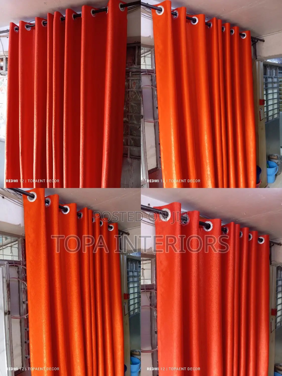 Plain Orange Privacy Window Curtains for House Insulation