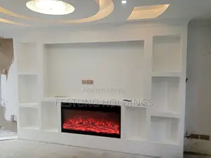 TV and Electric Fireplace Gypsum Wall
