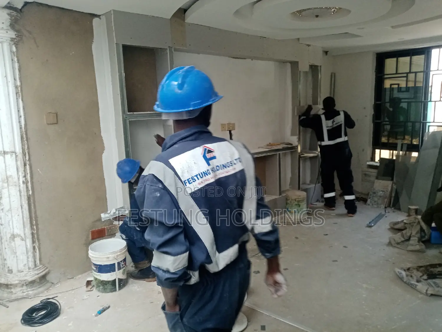 TV and Electric Fireplace Gypsum Wall