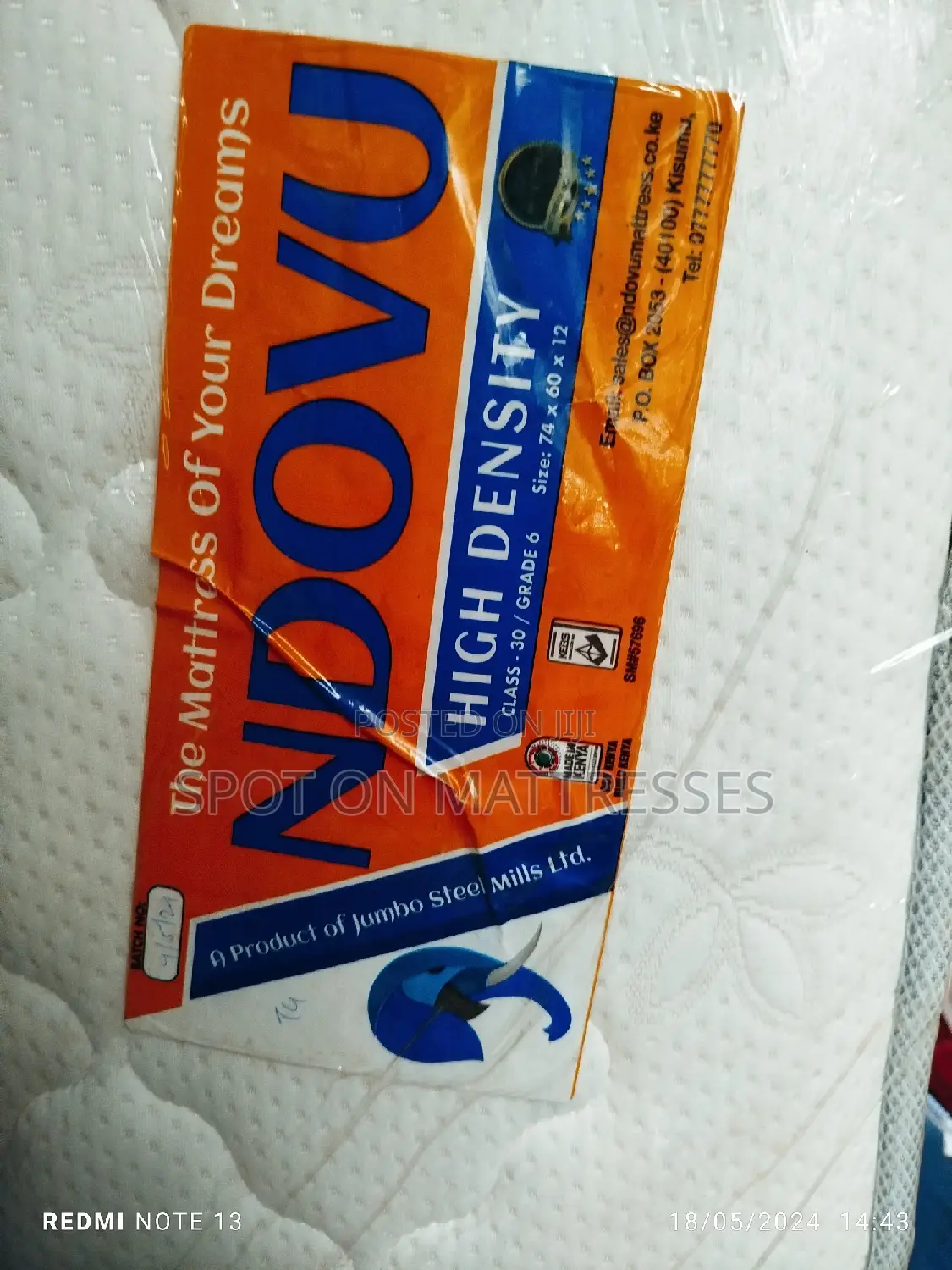 5by6 12inch HD Quilted Mattresses + Free Delivery.