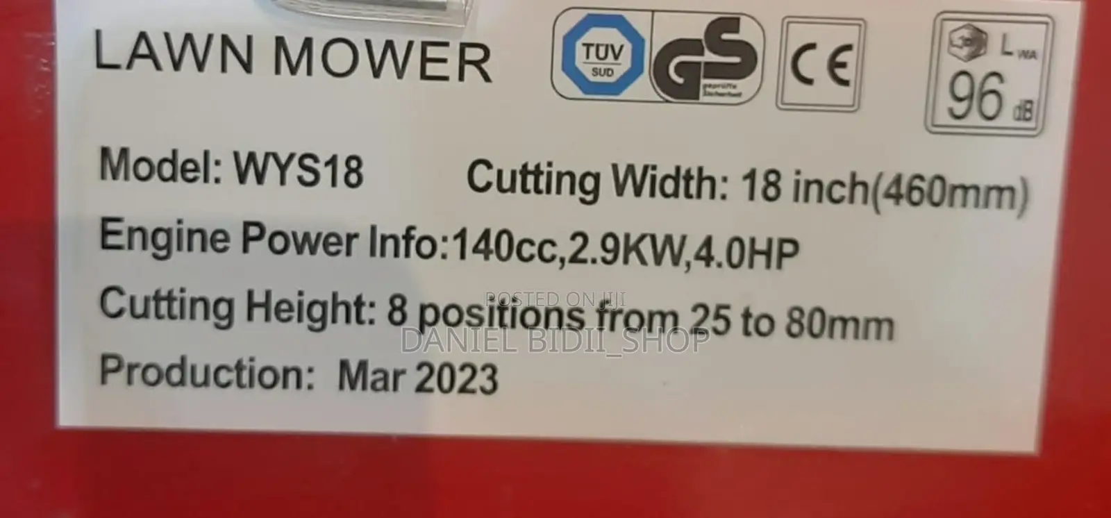 WYS18 Briggs and Stratton 18 Inches 4hp Hand Push 140cc