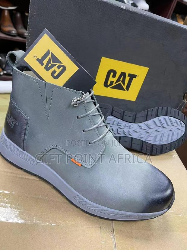 Gray Leather CAT Boots for Men - main view