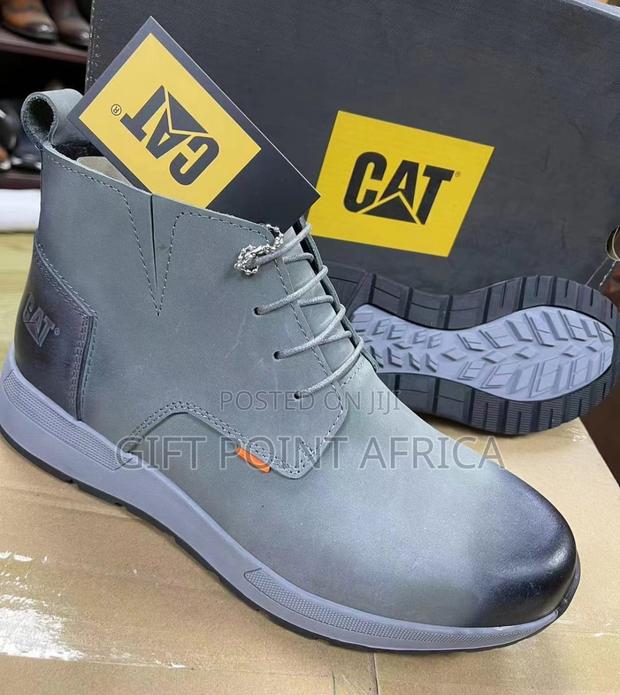 Gray Leather CAT Boots for Men - thumbnail 2