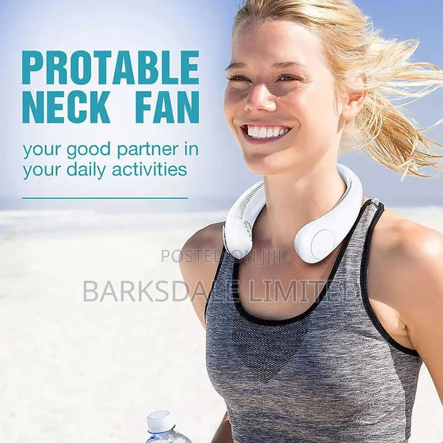 Hanging Neck Fan Mini Small Handheld Portable Silicone White