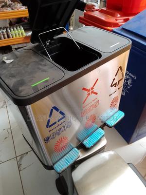 3 Section Stainless Steel Pedal Waste Bin - thumbnail 2