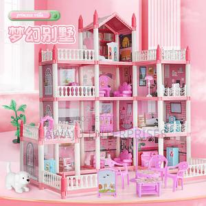 Pink Doll House Playset With Led Lights - thumbnail 2