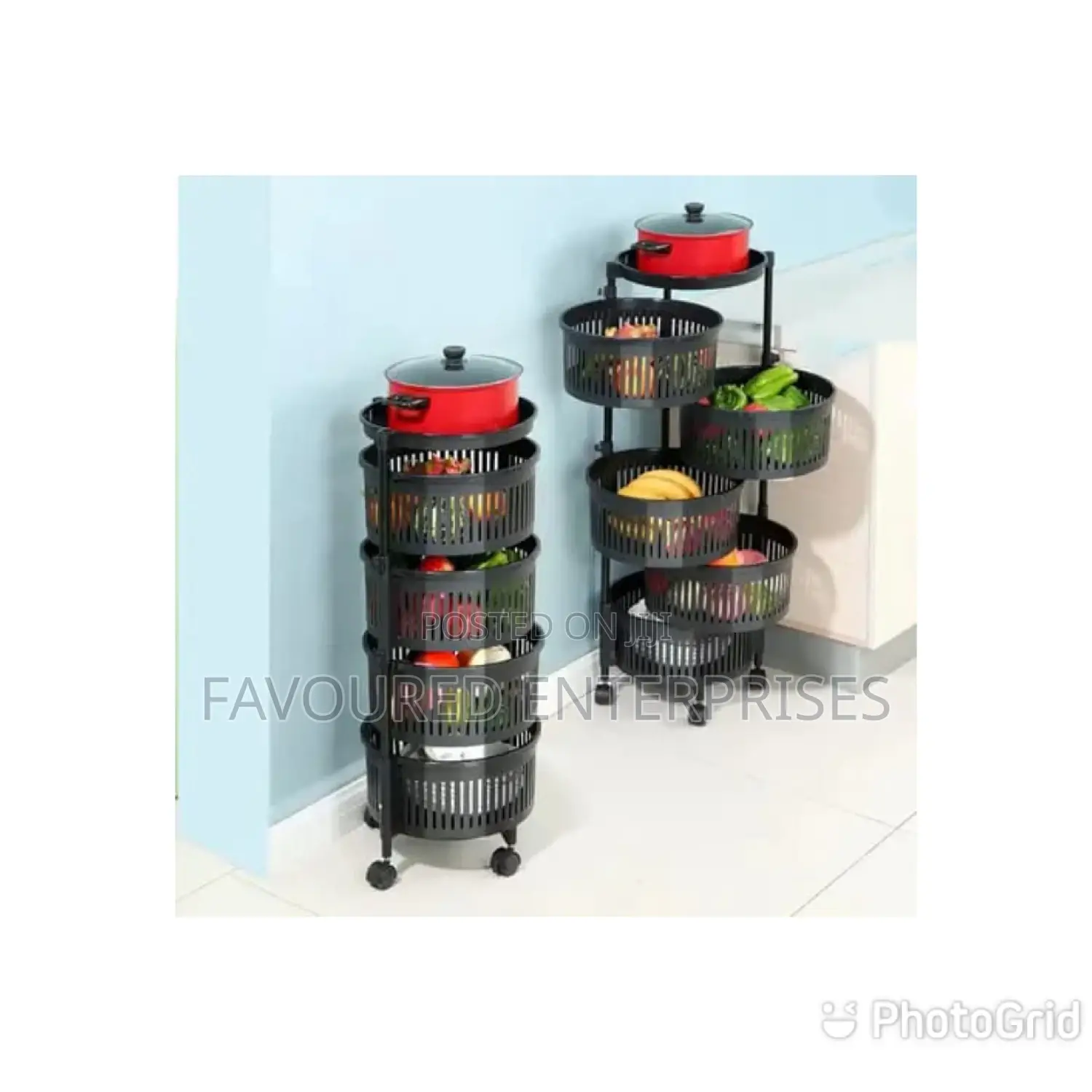 4 Tier Fruit/Vegetable Rotating Basket/Rack Fruit Storage