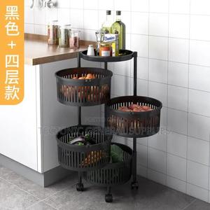 Rotating 4 Tier Round Fruit RackMetallic Stand - thumbnail 2