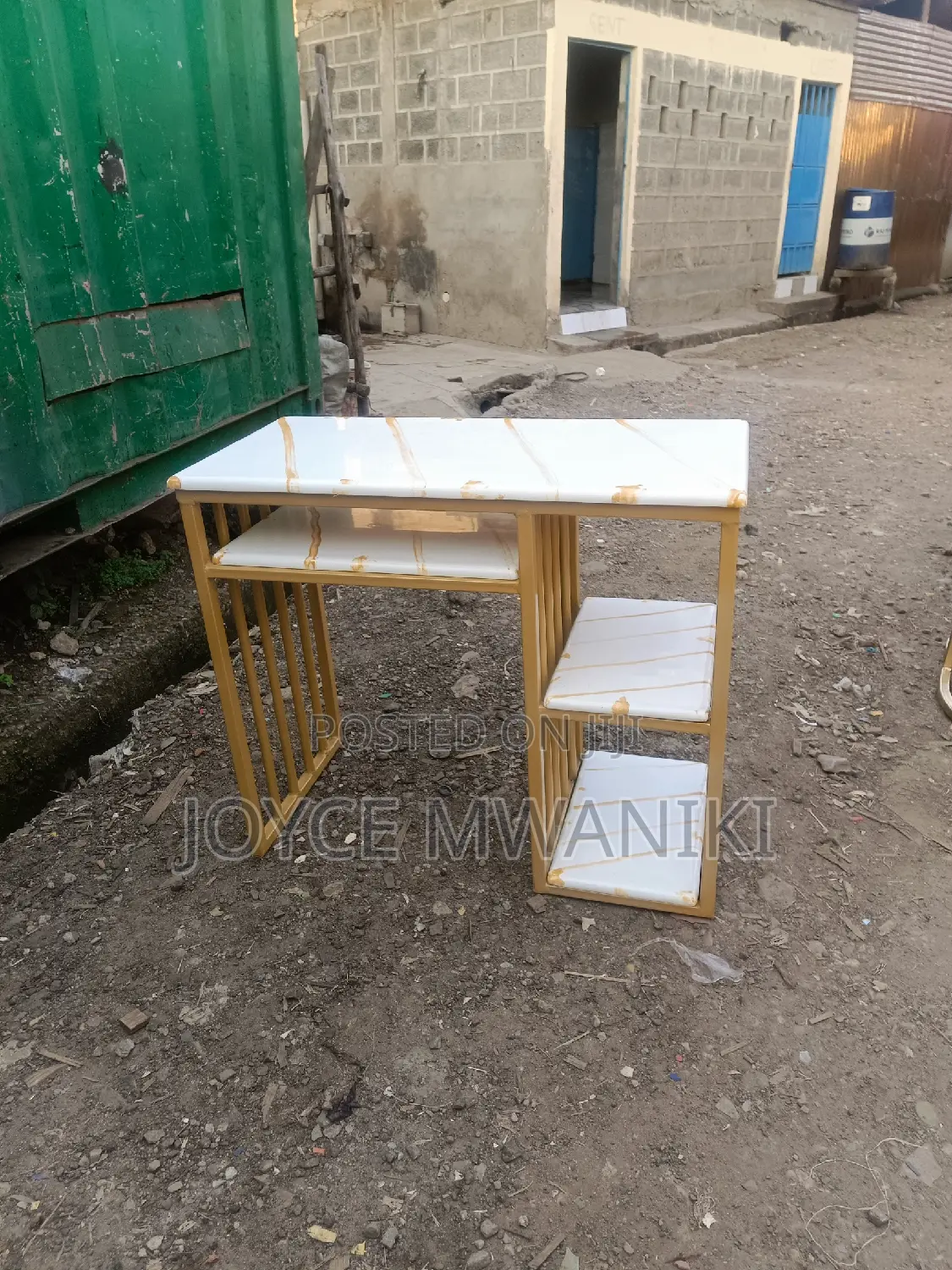 Manicure Marble Table, With Shelves 