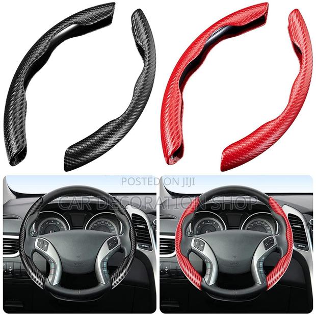 Black or Red Carbon Finish Steering Wheel Cover
