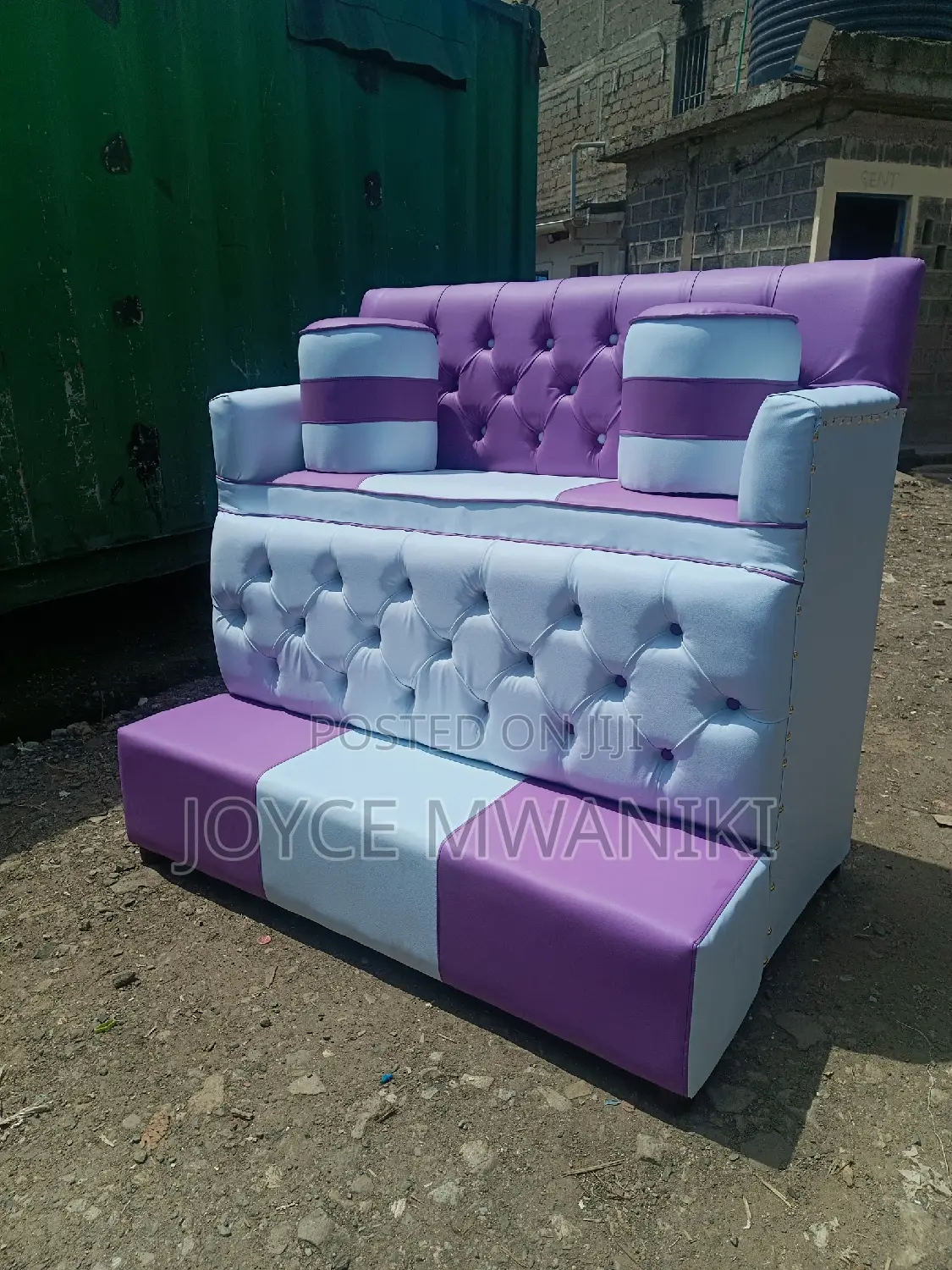 Pedicure Seat, 2 Seater Purple, White With Armarmrest 