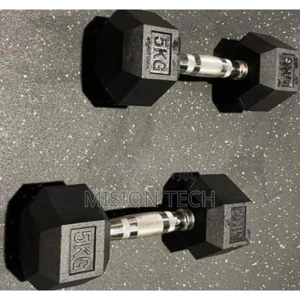 5kg Pair Fixed(Hexagon Shaped) Rubber Dumbbells