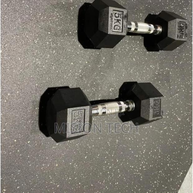 5kg Pair Fixed Rubber Dumbbells