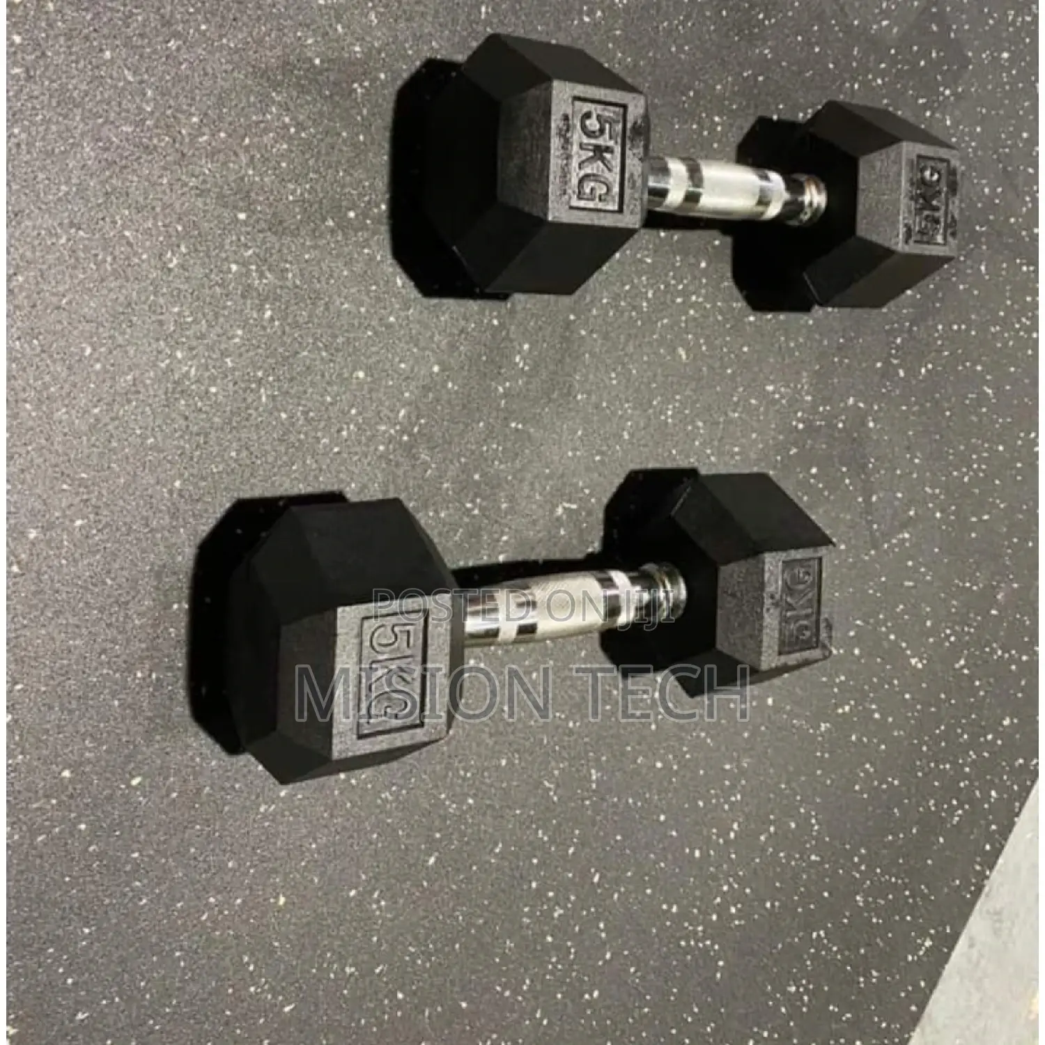 Quality 5kg Fixed(Hexagon Shaped) Rubber Dumbbells