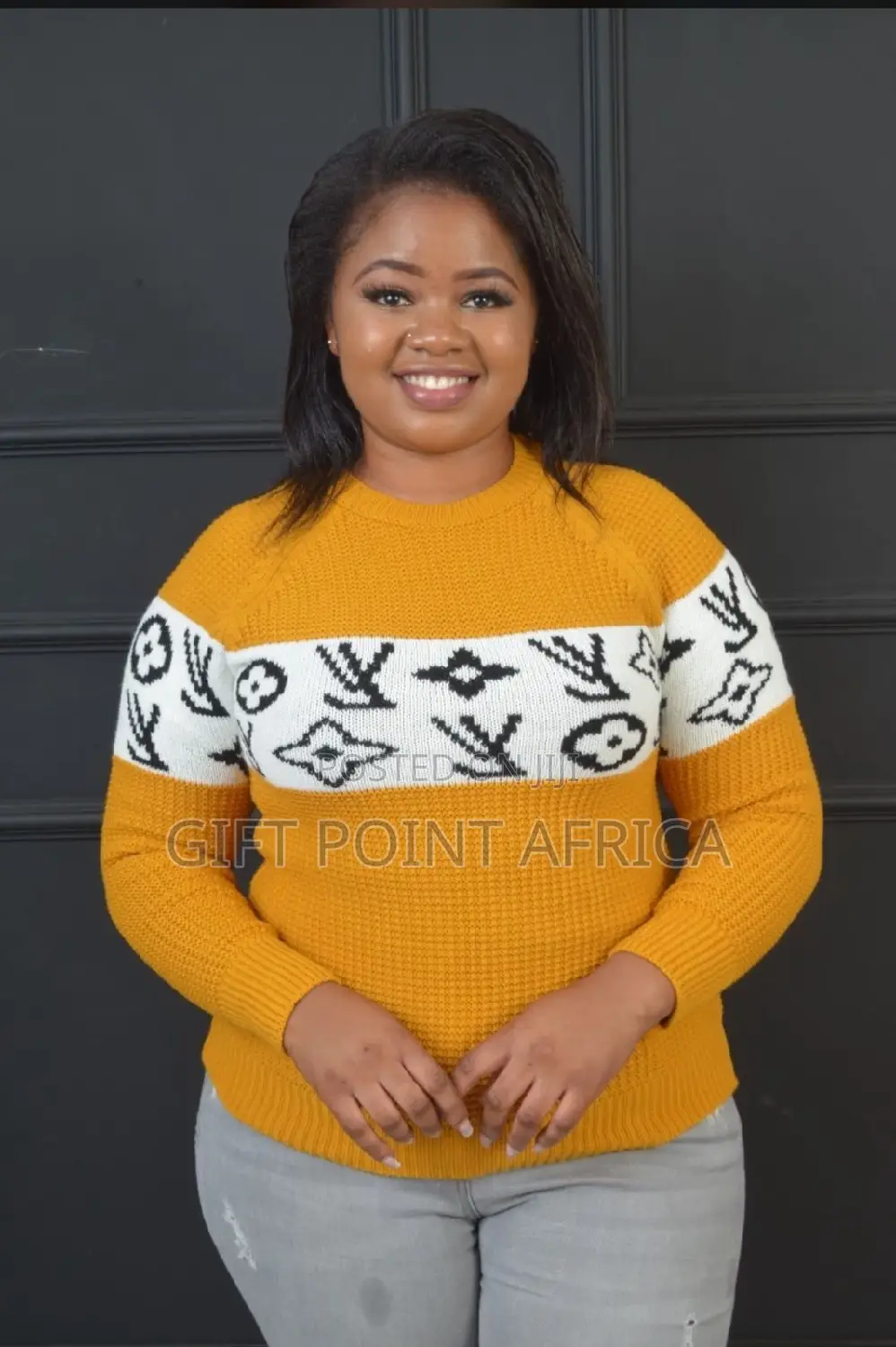 Mustard Free Size Sweater Top for Ladies