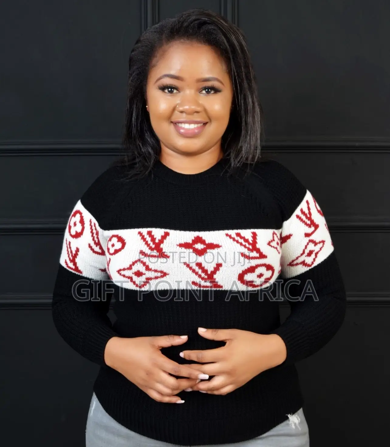 Black Free Size Sweater Tops