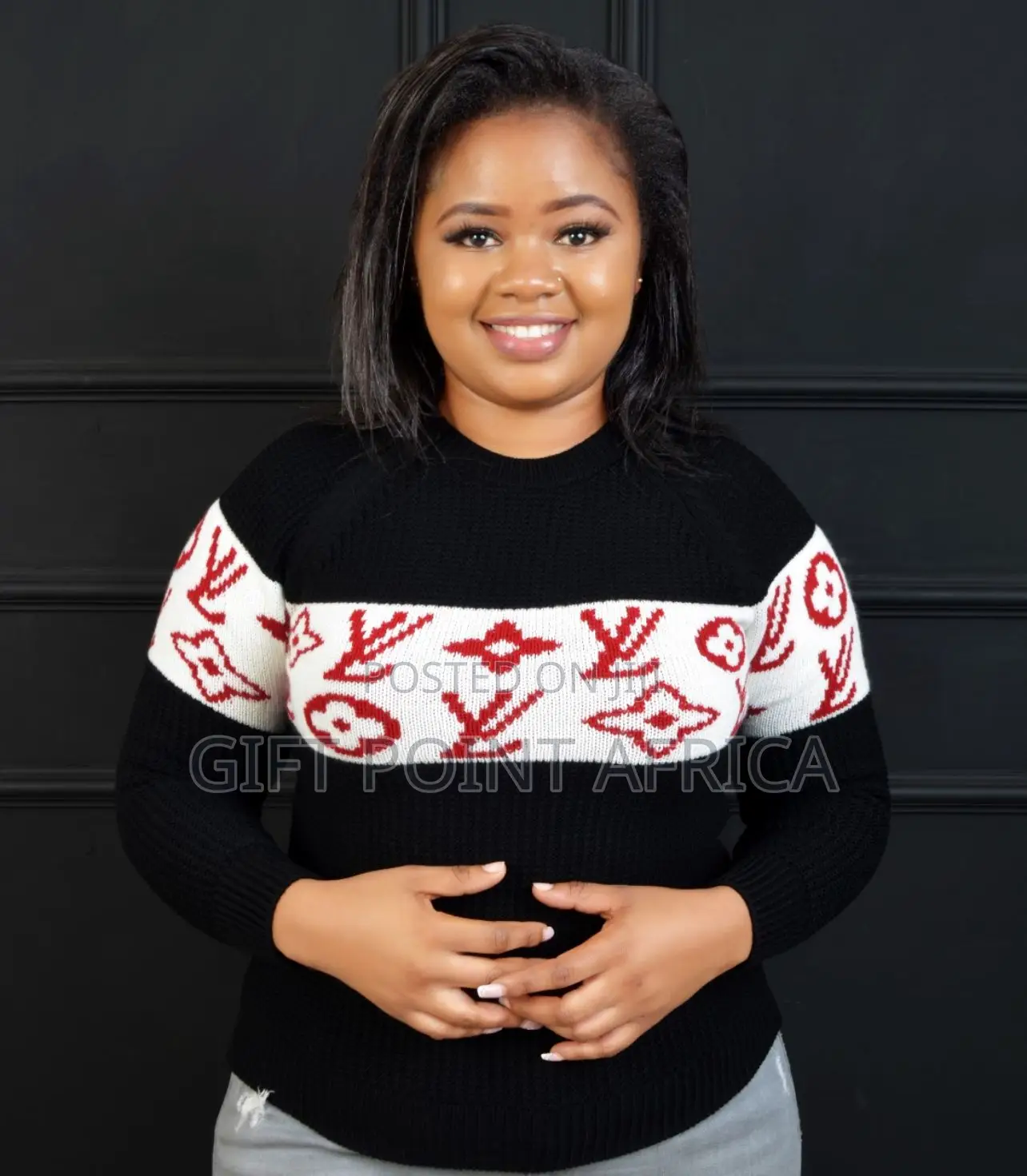 Black Free Size Sweater Tops