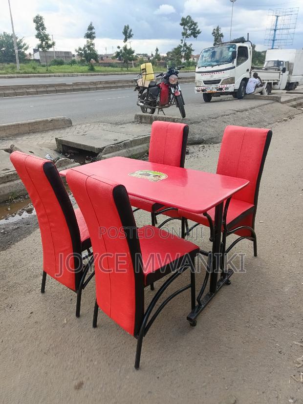 Restaurant Set of 4 Red Chairs and a 2 by 4 Table  - thumbnail 3