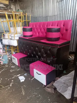 Pedicure Seat, Black and Pink With Drawers