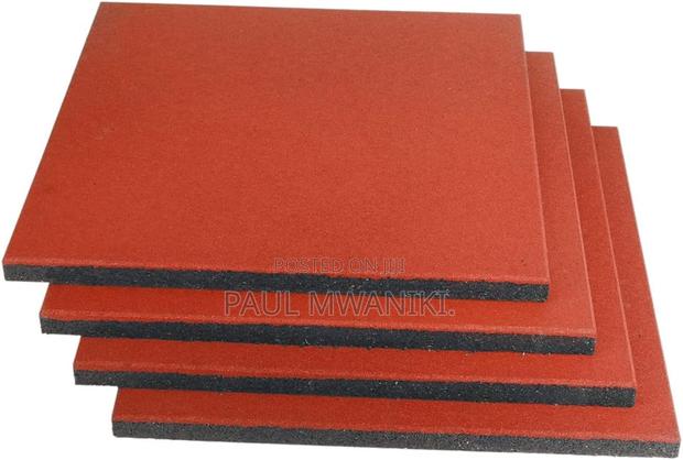 Heavy Duty Rubber Tile Red Non-slip Flooring Mat,20mm - thumbnail 2