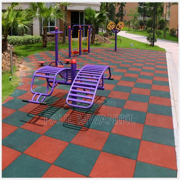 Heavy Duty Rubber Tile Red Non-slip Flooring Mat,20mm