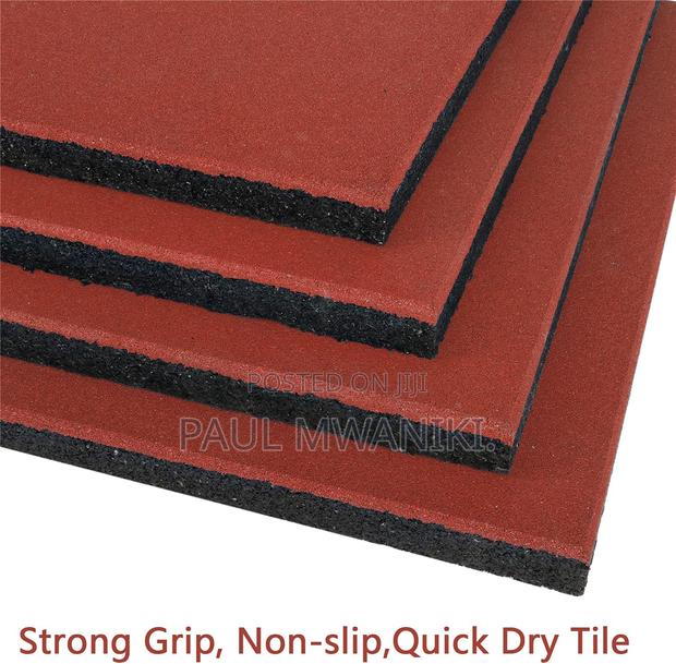 Heavy Duty Rubber Tile Red Non-slip Flooring Mat,20mm - thumbnail 4