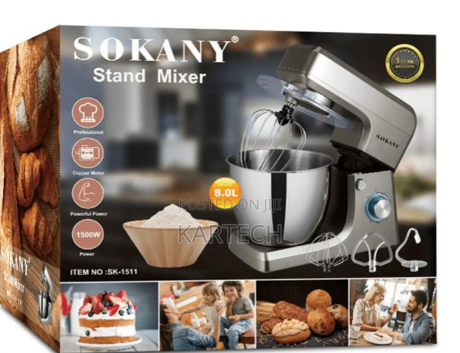 Sokany 8 LTR Commercial Stand Mixer Professional 1500 Watt